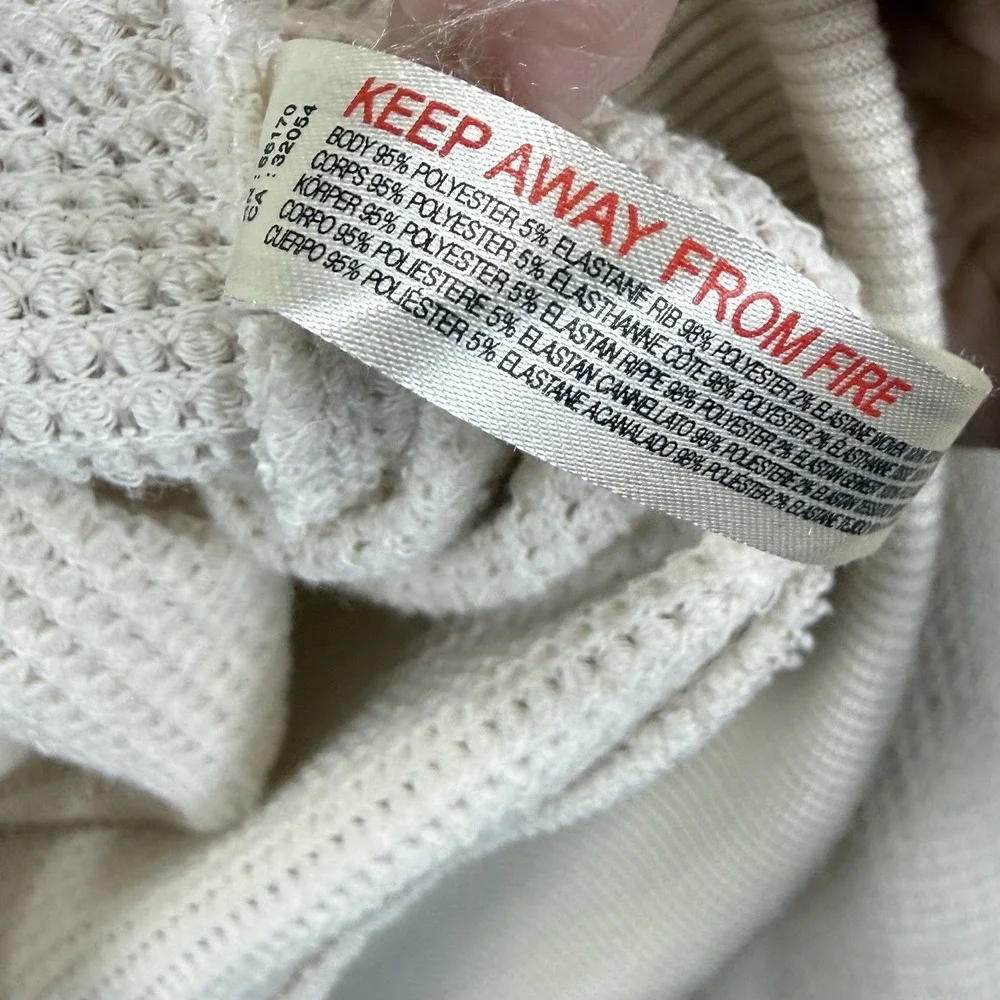 Free People Movement Womens XS Snow Day Thermal Top Ivory Neon Trim Long Sleeve‎
